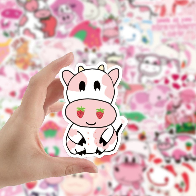 Strawberry Cow Kawaii VSCO Stickers