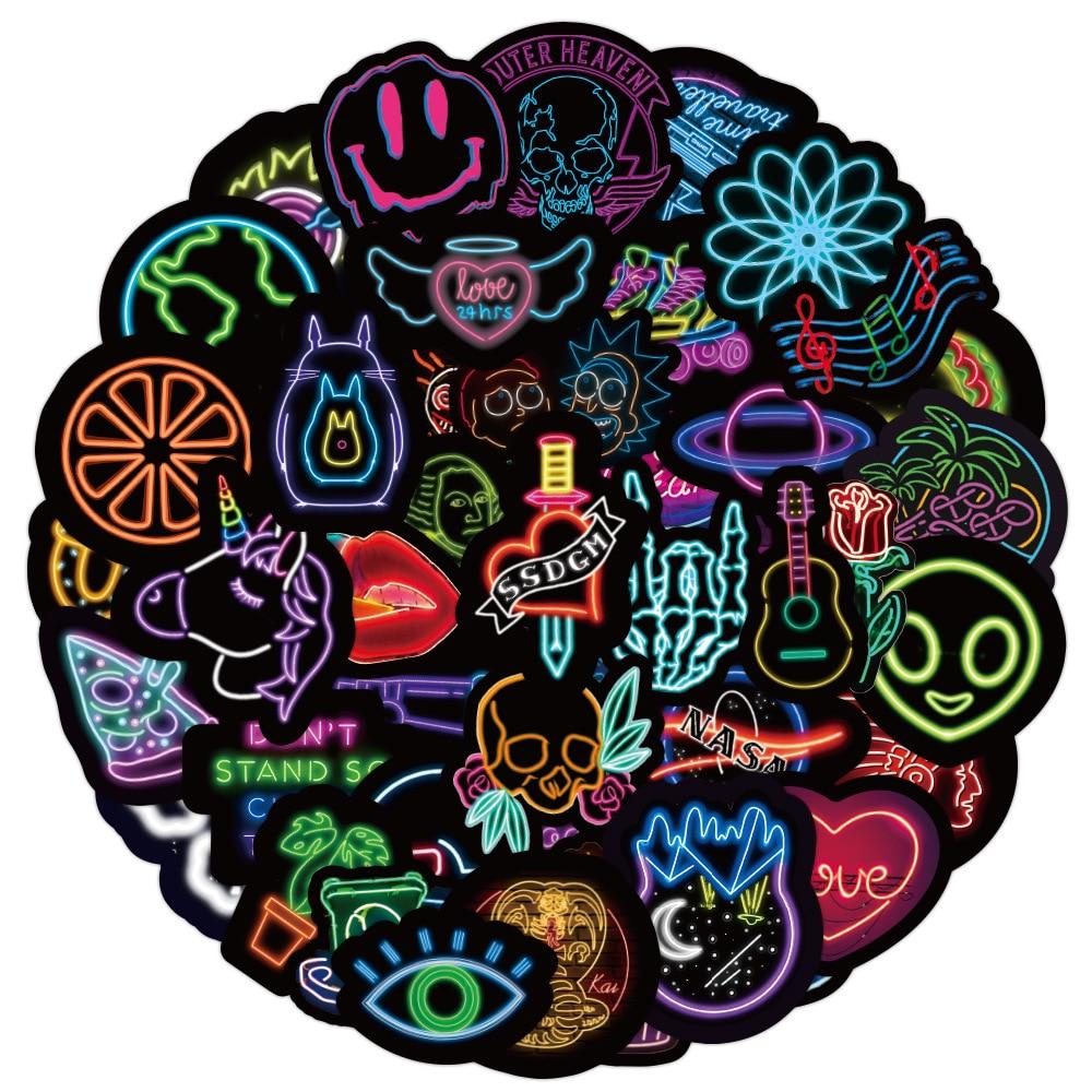 Cartoon Mix Neon Lights Stickers