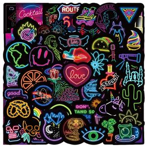 Cartoon Mix Neon Lights Stickers