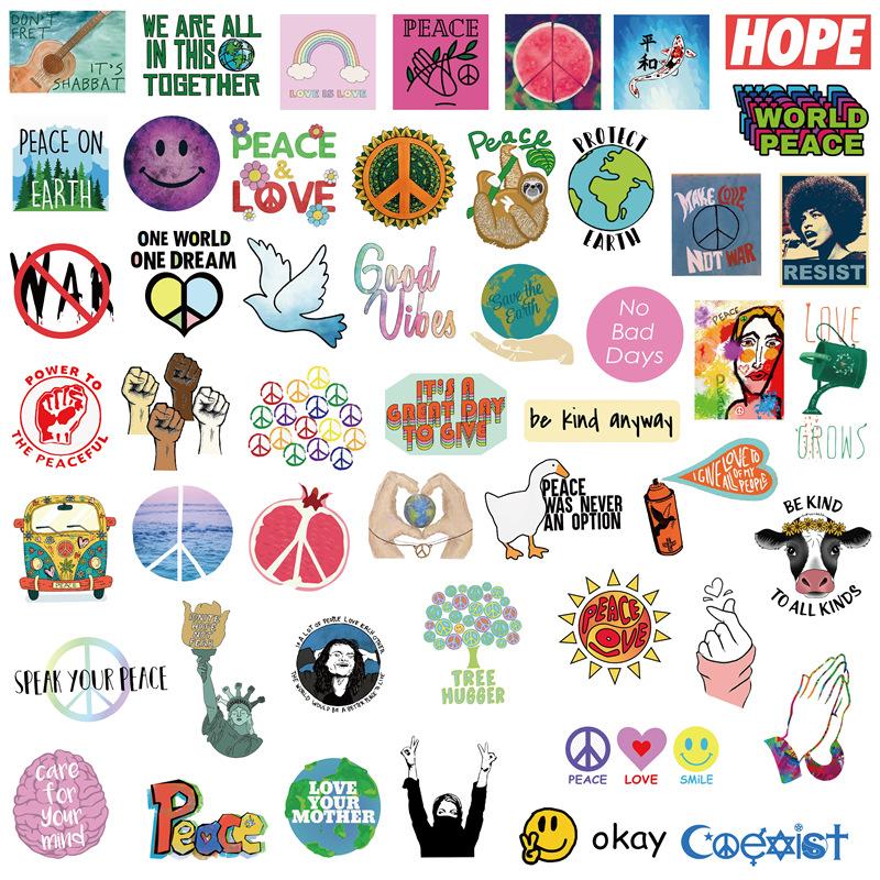 Love And Peace Retro Stickers