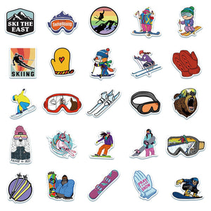 Skiing Sport Set Outdoor Winter Stickers