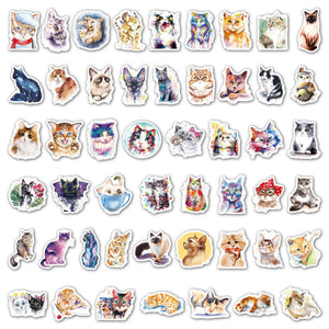 Watercolor Cat Stickers