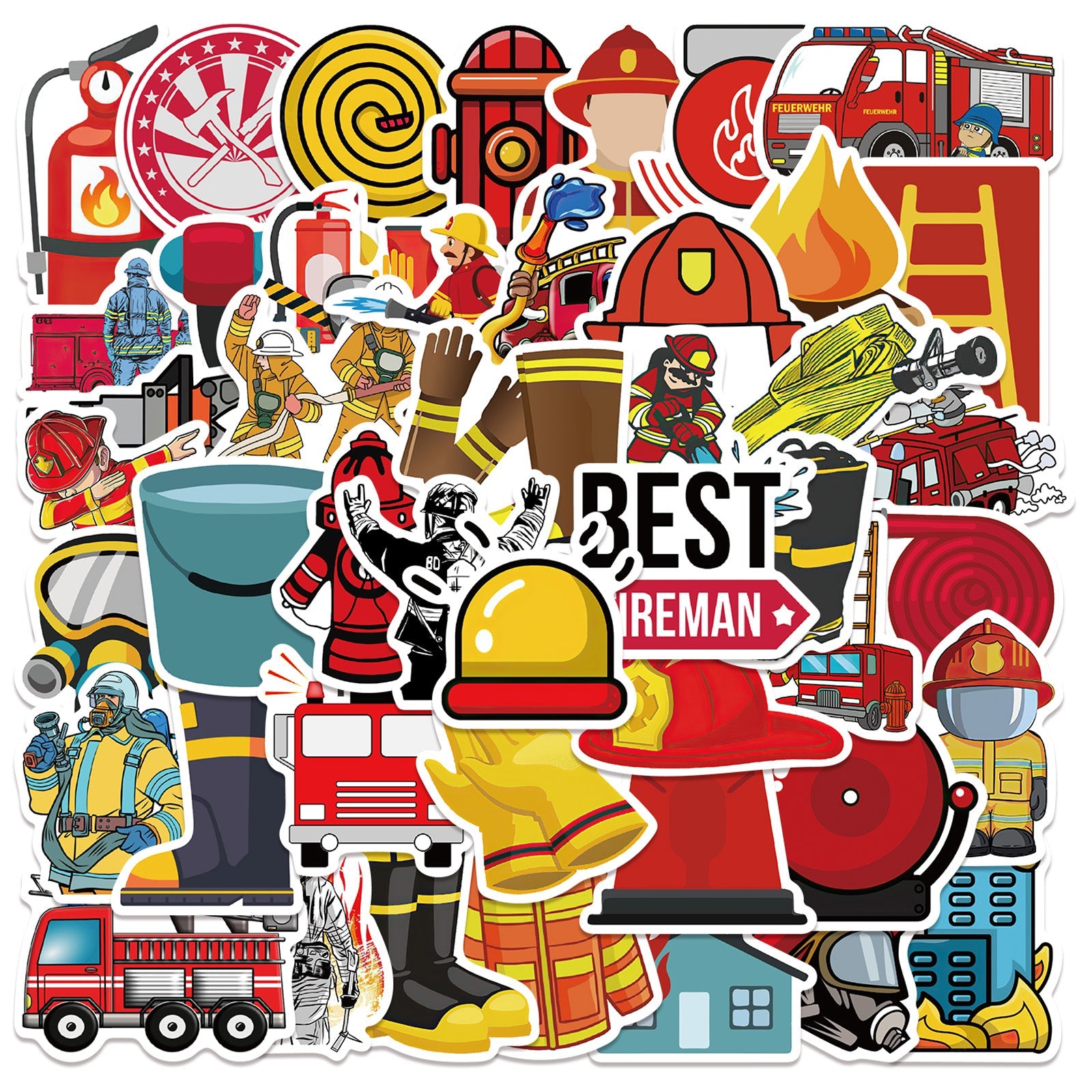 Firefighter Cartoon Stickers