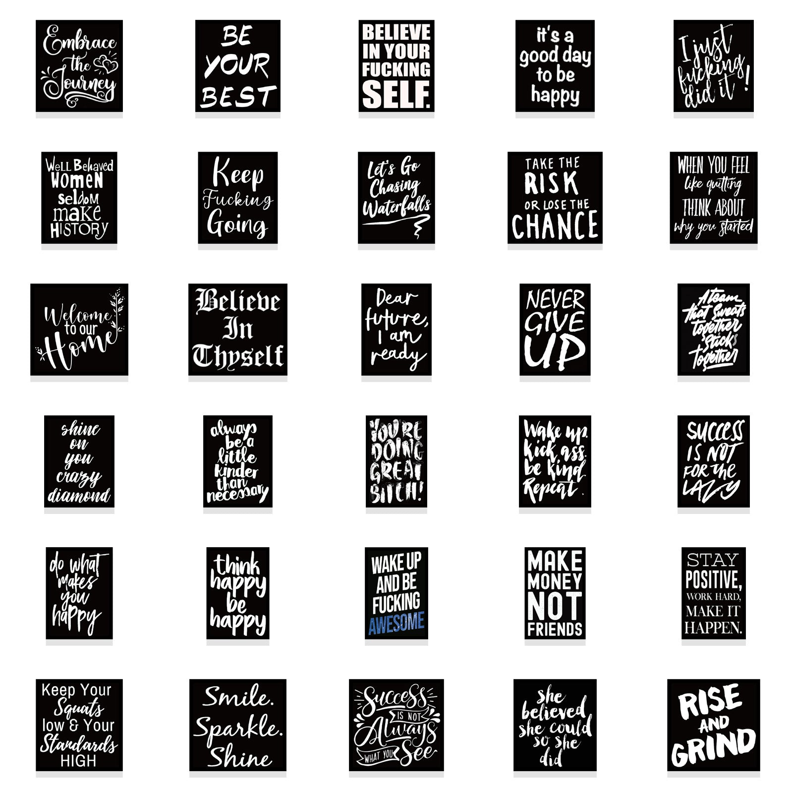 Black Motivational Phrases Stickers