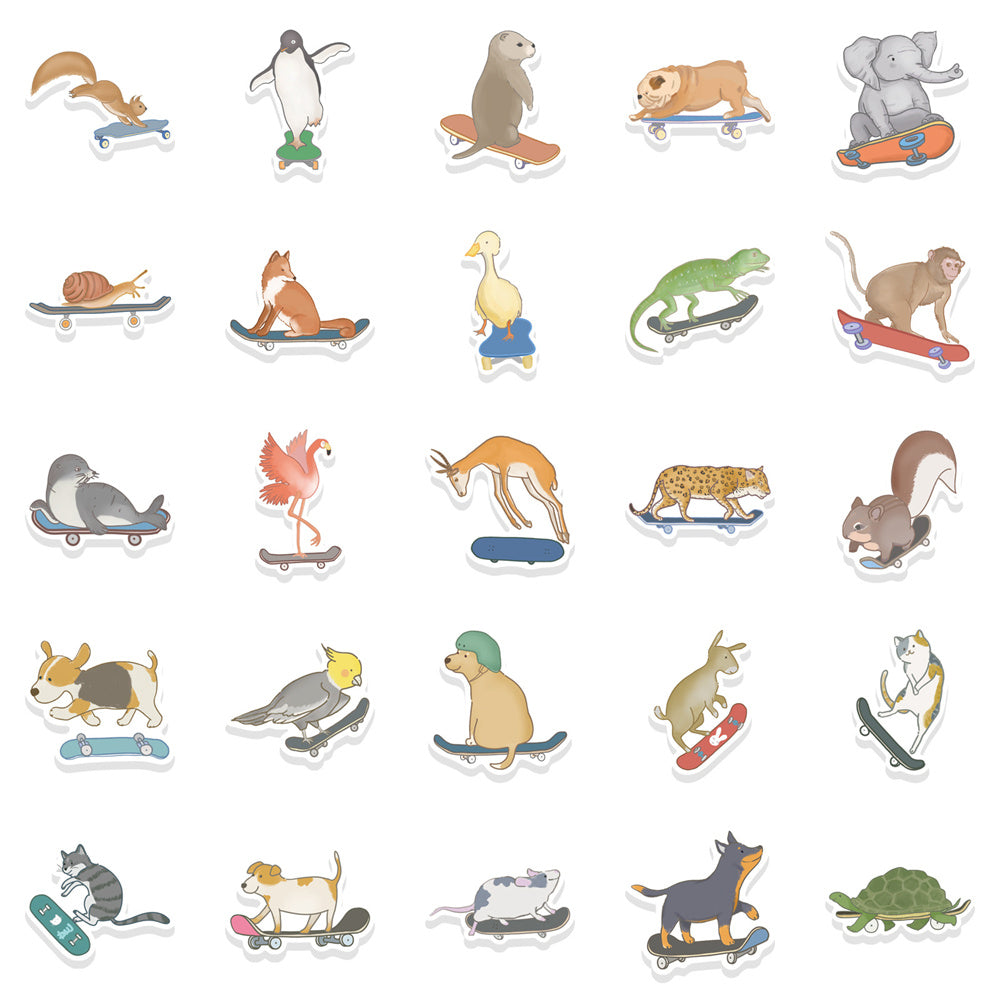 Ink Skateboard Animals Stickers