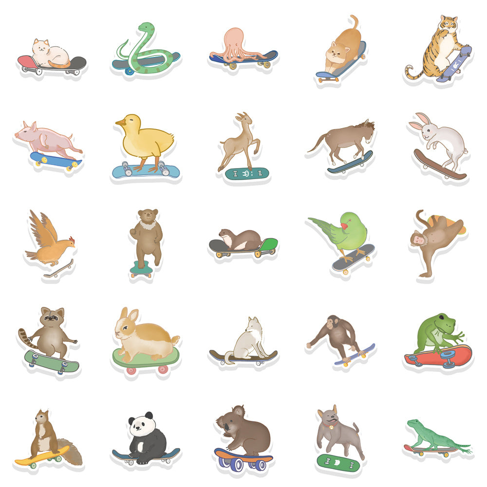 Ink Skateboard Animals Stickers