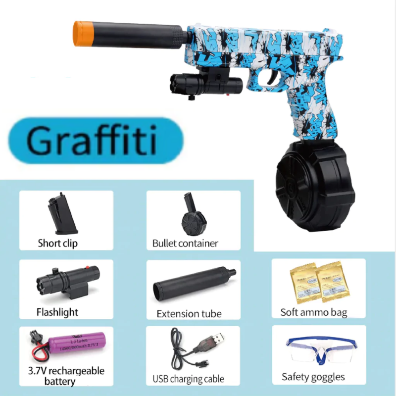 Blue Graffiti Pistol Gel Ball