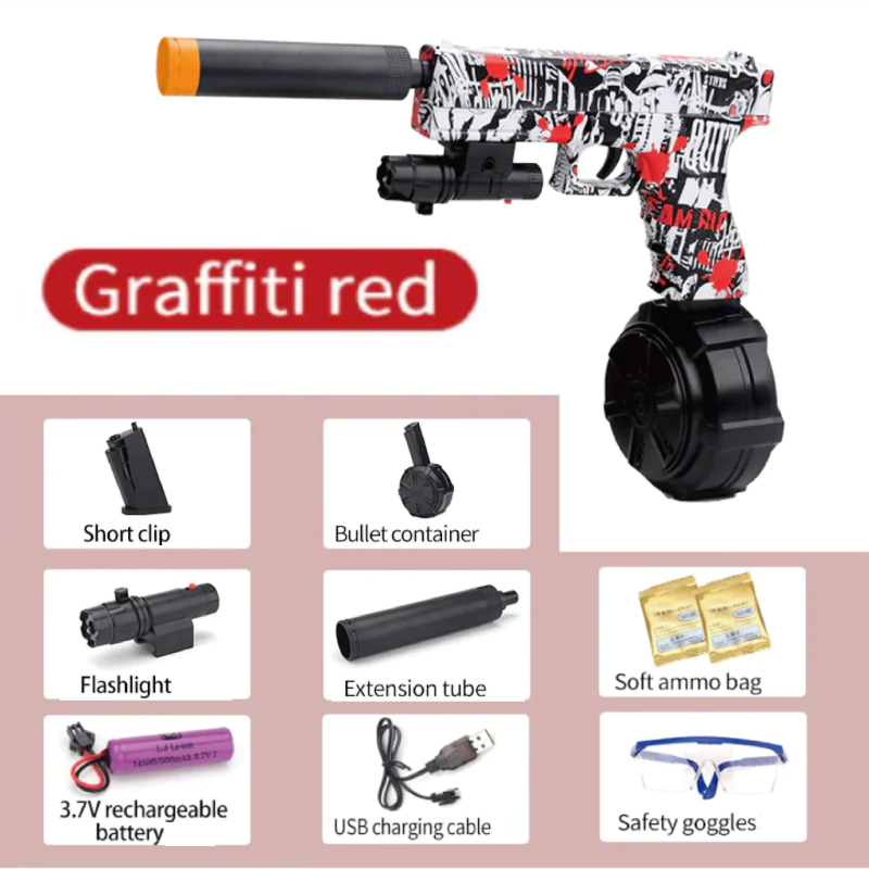 Red Graffiti Pistol Gel Ball