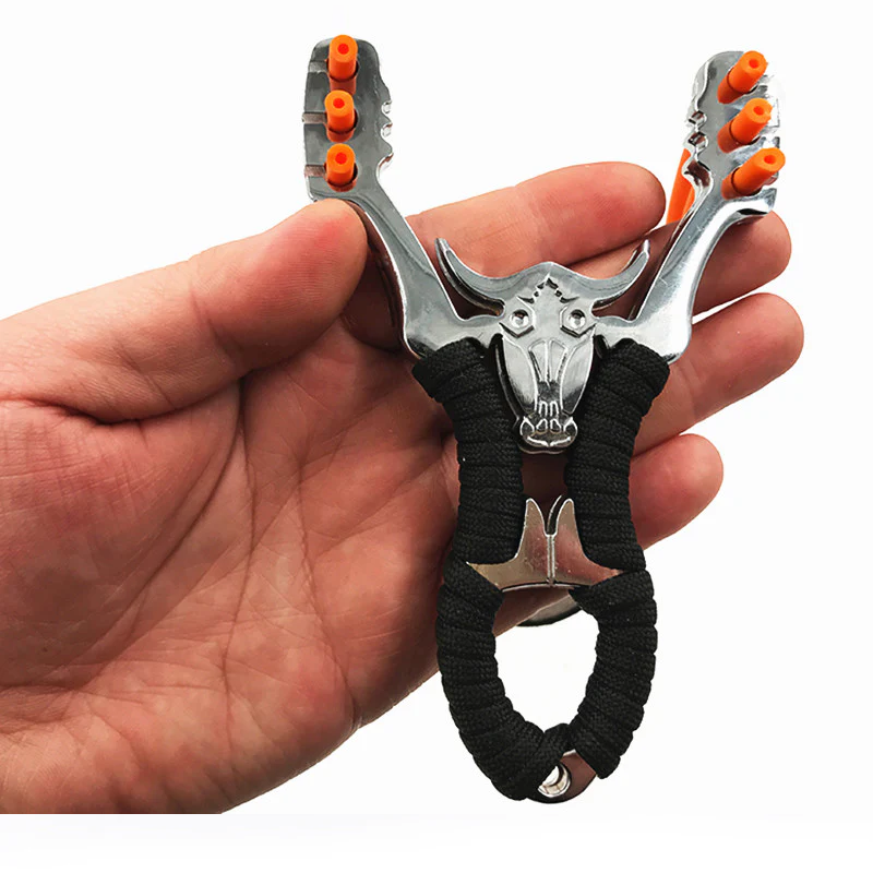 HIGH-PRECISION METAL SLINGSHOT FOR HUNTING, RUBBER BAND